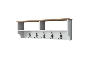 Caraway Hatthylla 120x22,2 cm Vit/Brun - Hanah Home - Förvaring - Hylla - Hatthylla