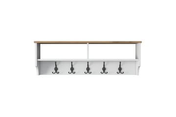 Hatthylla Caraway 120x22,2 cm Vit/Brun - Hanah Home - Förvaring - Hylla - Hatthylla