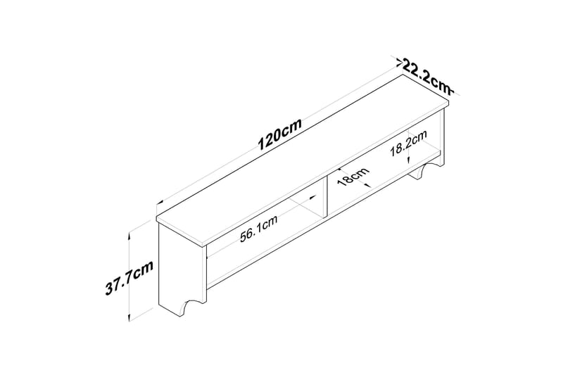 Hatthylla Caraway 120x22,2 cm Vit/Brun - Hanah Home - Förvaring - Hylla - Hatthylla