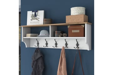 Hatthylla Caraway 120x22,2 cm Vit/Brun - Hanah Home - Förvaring - Hylla - Hatthylla
