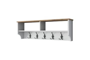 Hatthylla Caraway 120x22,2 cm Vit/Brun - Hanah Home - Förvaring - Hylla - Hatthylla
