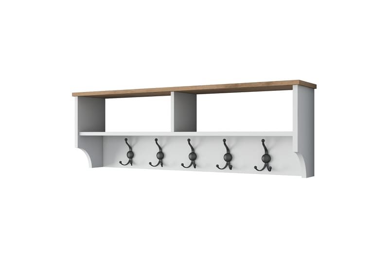 Hatthylla Caraway 120x22,2 cm Vit/Brun - Hanah Home - Förvaring - Hylla - Hatthylla