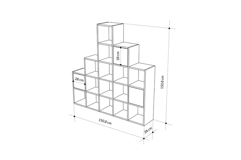 Hideo Bokhylla 150,8 cm - Brun/Ek - Förvaring - Hylla - Bokhylla