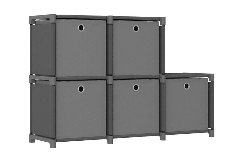 Hylla med 5 kuber med lådor grå 103x30x72,5 cm tyg - Grå - Hyllsystem