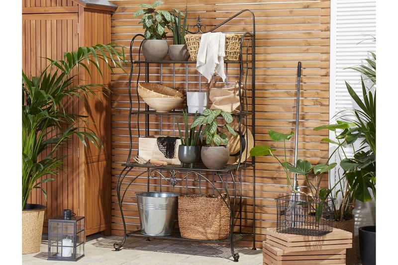 Växthylla 4 hyllor metall svart PAVONA - Svart - Förvaring - Hylla - Utomhushylla