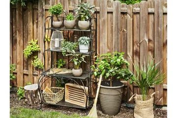 Växthylla 4 hyllor metall svart PAVONA - Svart - Förvaring - Hylla - Utomhushylla