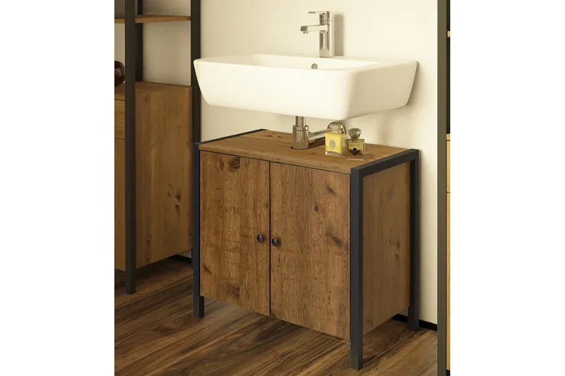 Brayden Tvättställ 60 cm - Brun/Svart - Förvaring - Badrumsförvaring - Tvättställsskåp & kommod