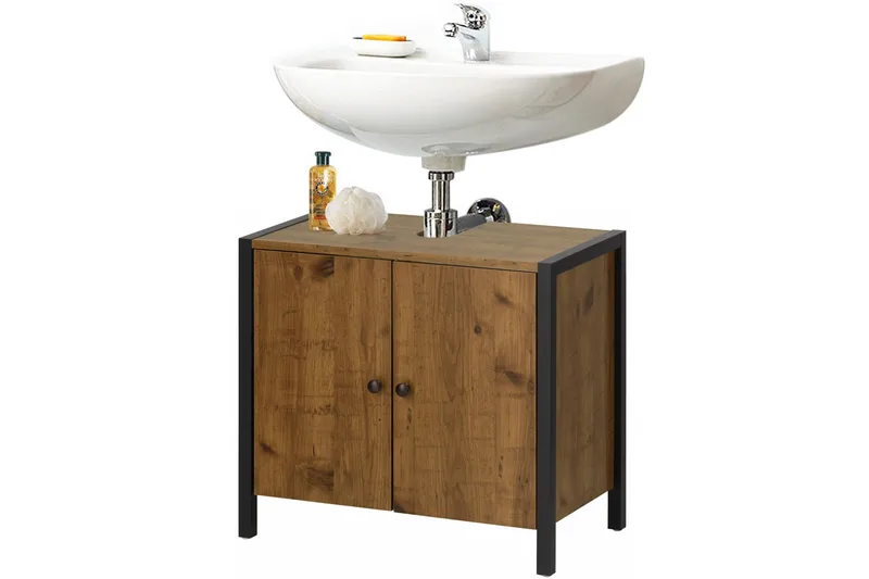 Brayden Tvättställ 60 cm - Brun/Svart - Förvaring - Badrumsförvaring - Tvättställsskåp & kommod