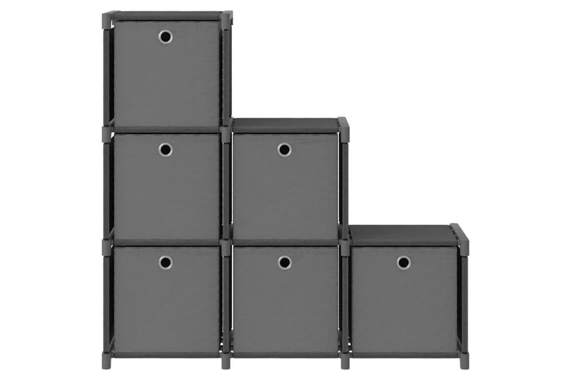 Hylla med 6 kuber med lådor grå 103x30x72,5 cm tyg - Grå - Hyllsystem