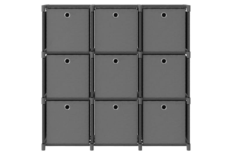 Hylla med 9 kuber med lådor grå 103x30x107,5 cm tyg - Grå - Hyllsystem