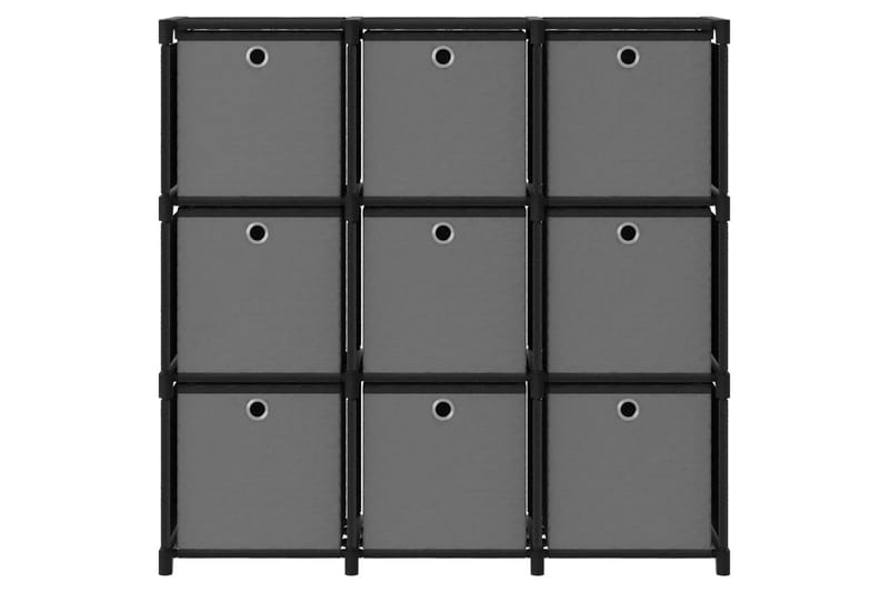 Hylla med 9 kuber med lådor svart 103x30x107,5 cm tyg - Svart - Hyllsystem