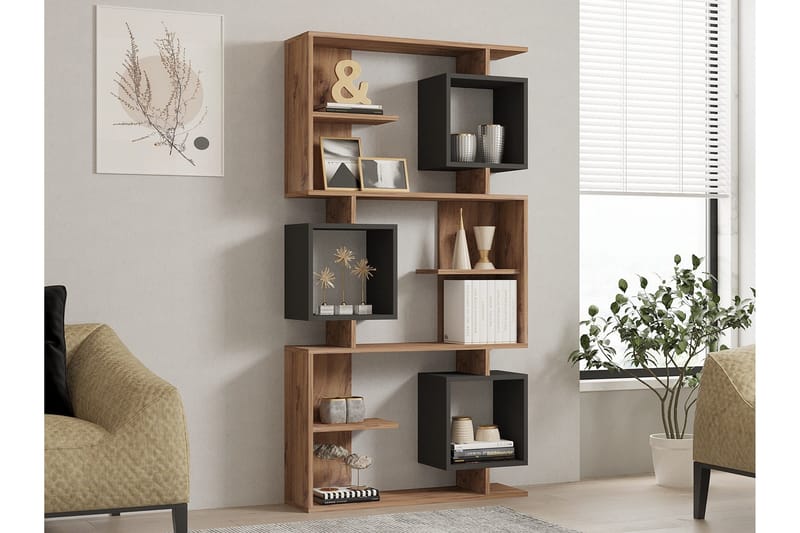 Icardi Bokhylla 90 cm, Brun/Antracit