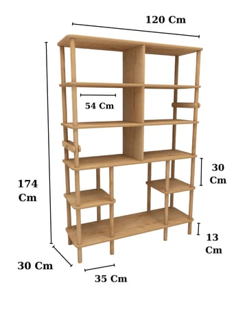 Icterina Bokhylla 120x174 cm - Ek - Förvaring - Hylla - Bokhylla