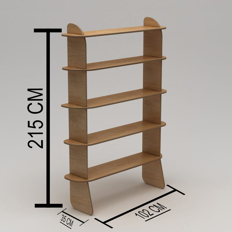 Ledina Bokhylla 150x160 cm - Naturträ - Förvaring - Hylla - Bokhylla