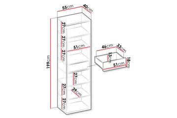 Metropolitan Bokhylla 55x40 cm - Brun/Vit/Ljusgrå/Svart - Förvaring - Hylla - Bokhylla