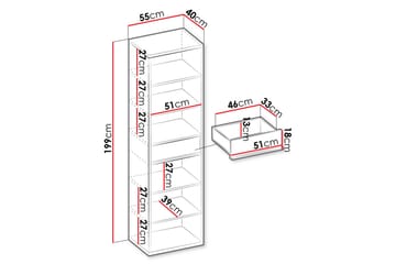 Metropolitan Bokhylla 55x40 cm - Brun/Vit/Ljusgrå/Svart - Förvaring - Hylla - Bokhylla