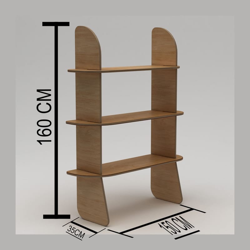 Molira Bokhylla 102x215 cm - Naturträ - Förvaring - Hylla - Bokhylla