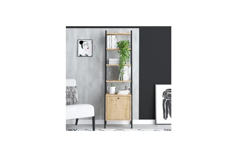 Monaia Bokhylla 44 cm - Ek/Svart - Förvaring - Hylla - Bokhylla