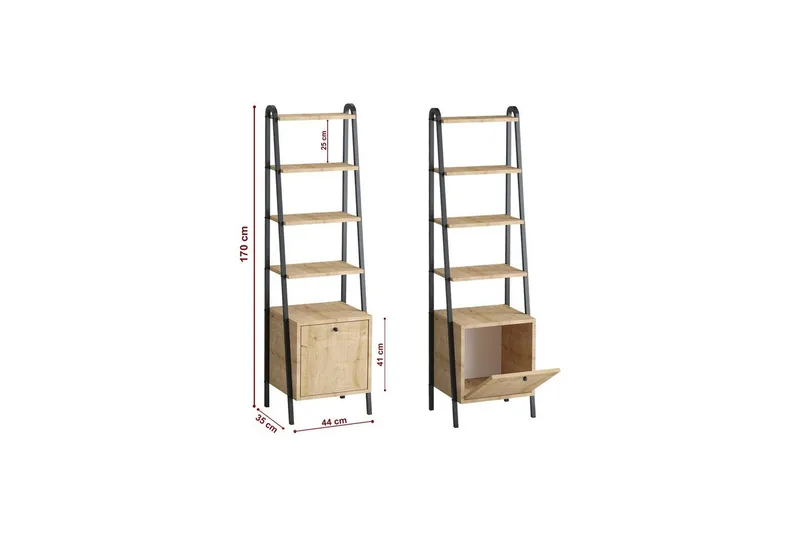 Monaia Bokhylla 44 cm - Ek/Svart - Förvaring - Hylla - Bokhylla