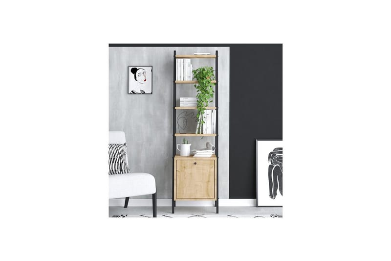 Monaia Bokhylla 44 cm - Ek/Svart - Förvaring - Hylla - Bokhylla