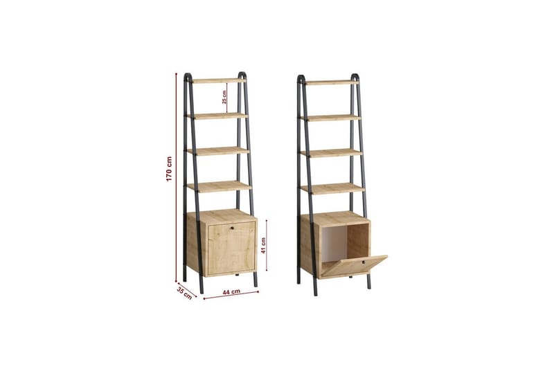 Monaia Bokhylla 44 cm - Ek/Svart - Förvaring - Hylla - Bokhylla