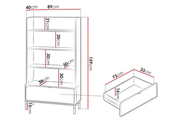 Monfort Bokhylla 89x40 cm - Beige - Förvaring - Hylla - Bokhylla