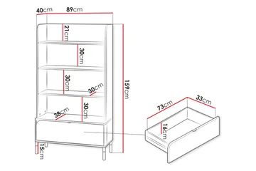 Monfort Bokhylla 89x40 cm - Beige - Förvaring - Hylla - Bokhylla