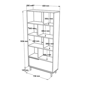Nilena Bokhylla 83,9x175,6x29,5 cm - Ek och vitt - Förvaring - Hylla - Bokhylla