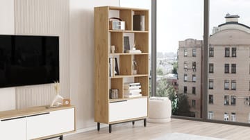 Nilena Bokhylla 83,9x175,6x29,5 cm - Ek och vitt - Förvaring - Hylla - Bokhylla