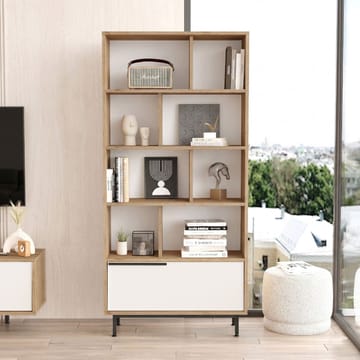 Nilena Bokhylla 83,9x175,6x29,5 cm - Ek och vitt - Förvaring - Hylla - Bokhylla