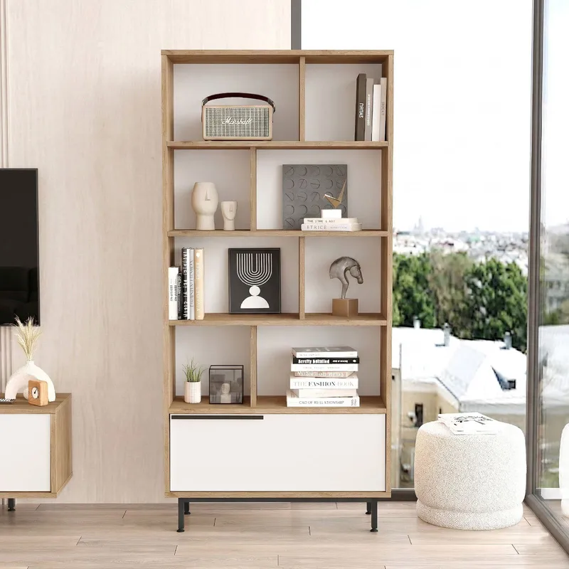 Nilena Bokhylla 83,9x175,6x29,5 cm - Ek och vitt - Förvaring - Hylla - Bokhylla