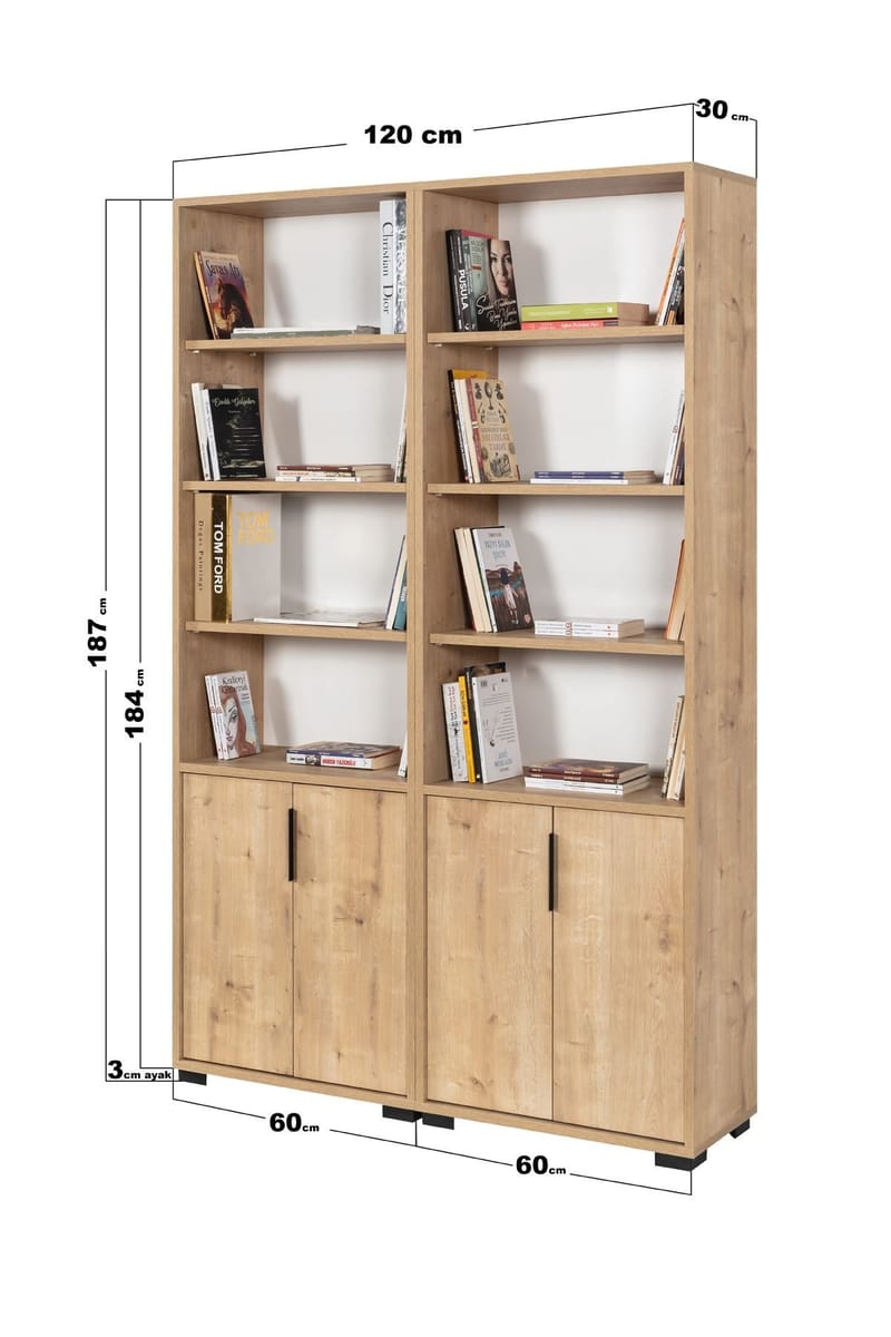 Pavio Bokhylla 120x187x30 cm - Sapphire Oak - Förvaring - Hylla - Bokhylla