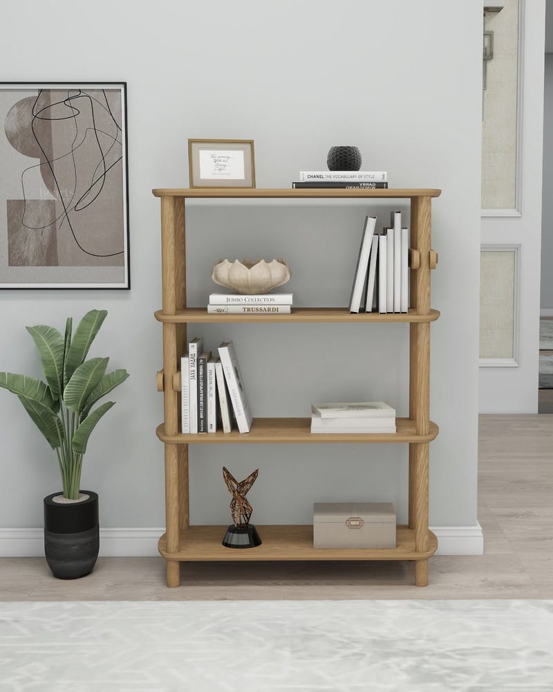 Pienk Bokhylla 80x112 cm - Ek - Förvaring - Hylla - Bokhylla