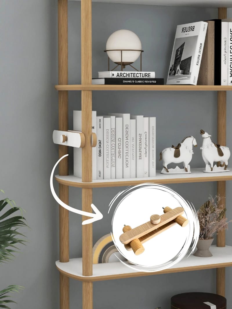 Pienk Bokhylla 80x174 cm - Ek och vit - Förvaring - Hylla - Bokhylla