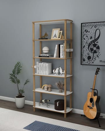 Pienk Bokhylla 80x174 cm - Ek och vit - Förvaring - Hylla - Bokhylla