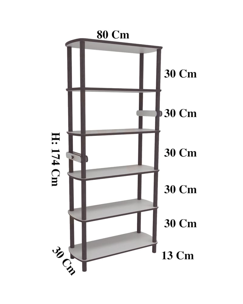 Pienk Bokhylla 80x174 cm - Ek och vit - Förvaring - Hylla - Bokhylla