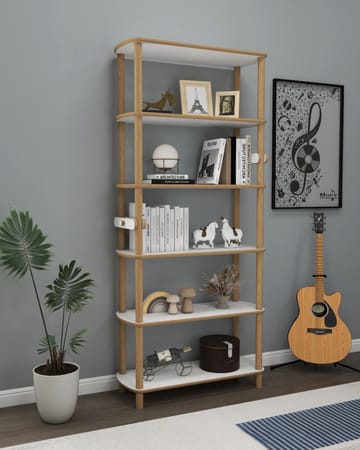 Pienk Bokhylla 80x174 cm - Ek och vit - Förvaring - Hylla - Bokhylla