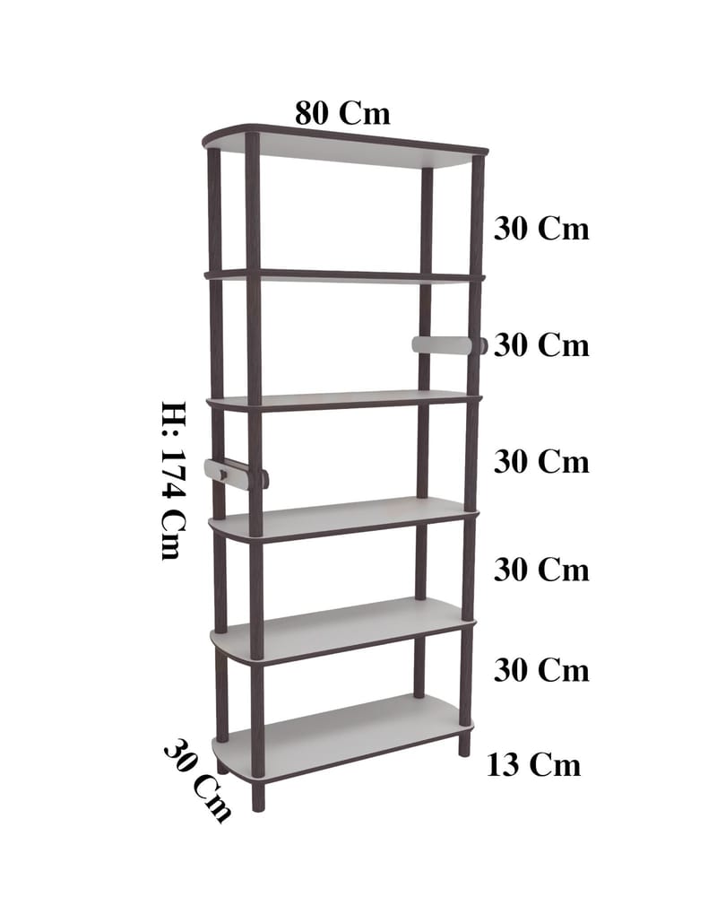 Pienk Hög Bokhylla 80 cm i Ek - Brun - Förvaring - Hylla - Bokhylla