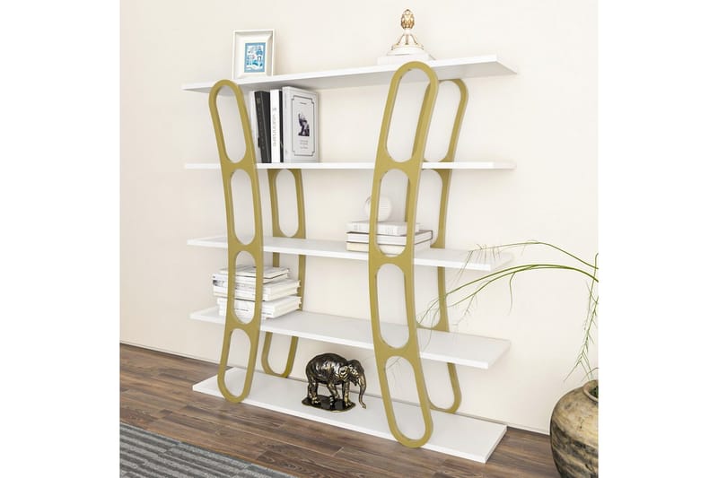 Quenla Bokhylla 120 cm - Guld/Vit - Förvaring - Hylla - Bokhylla