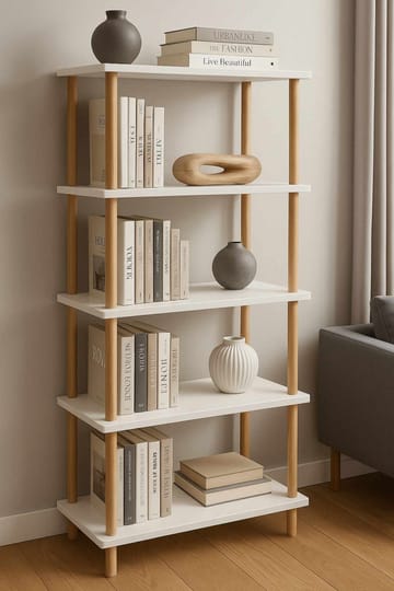 Ryrhyrdhonar Bokhylla 60x136x25 cm - Vit - Förvaring - Hylla - Bokhylla