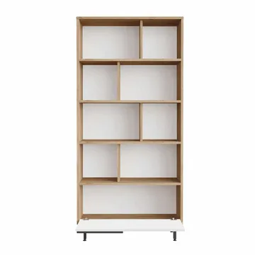 Sarnor Bokhylla 83,9x163,6x29,5 cm - Naturlig och vit - Förvaring - Hylla - Bokhylla