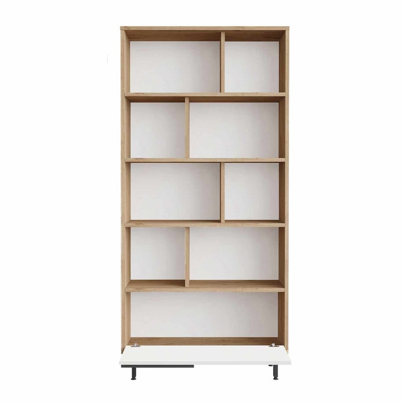 Sarnor Bokhylla 83,9x163,6x29,5 cm - Naturlig och vit - Förvaring - Hylla - Bokhylla