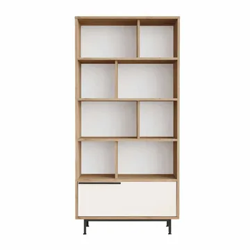 Sarnor Bokhylla 83,9x163,6x29,5 cm - Naturlig och vit - Förvaring - Hylla - Bokhylla