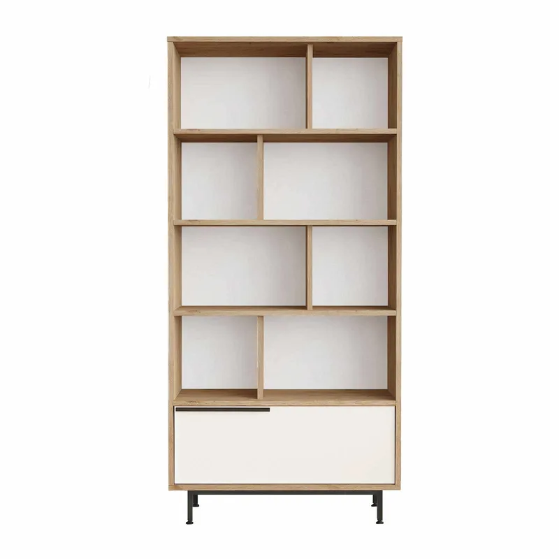 Sarnor Bokhylla 83,9x163,6x29,5 cm - Naturlig och vit - Förvaring - Hylla - Bokhylla