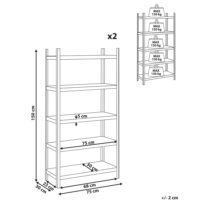 Set med 2 Garagehyllor Xitta 75 cm - Silver/Brun - Förvaring - Hylla - Utomhushylla
