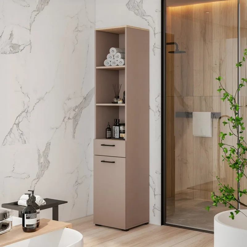 Skåp Rosa 1 låda 1 dörr - Förvaring - Hylla - Bokhylla