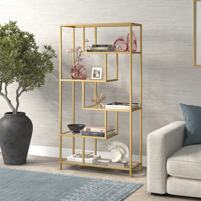 Sorena Bokhylla 90x172 cm - Guld/transparent - Förvaring - Hylla - Bokhylla