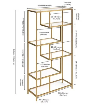 Sorena Bokhylla 90x172 cm - Guld/transparent - Förvaring - Hylla - Bokhylla