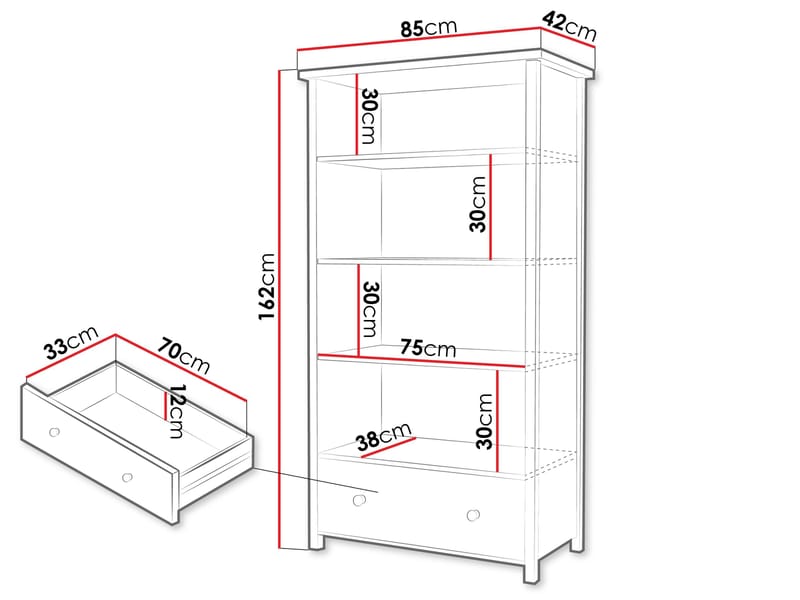 Storys bokhylla 85x162 cm - Beige, ek - Förvaring - Hylla - Bokhylla