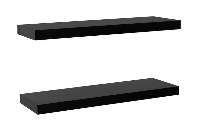 Svävande vägghyllor 2 st svart 80x20x3,8 cm - Svart - Vägghylla - Väggförvaring